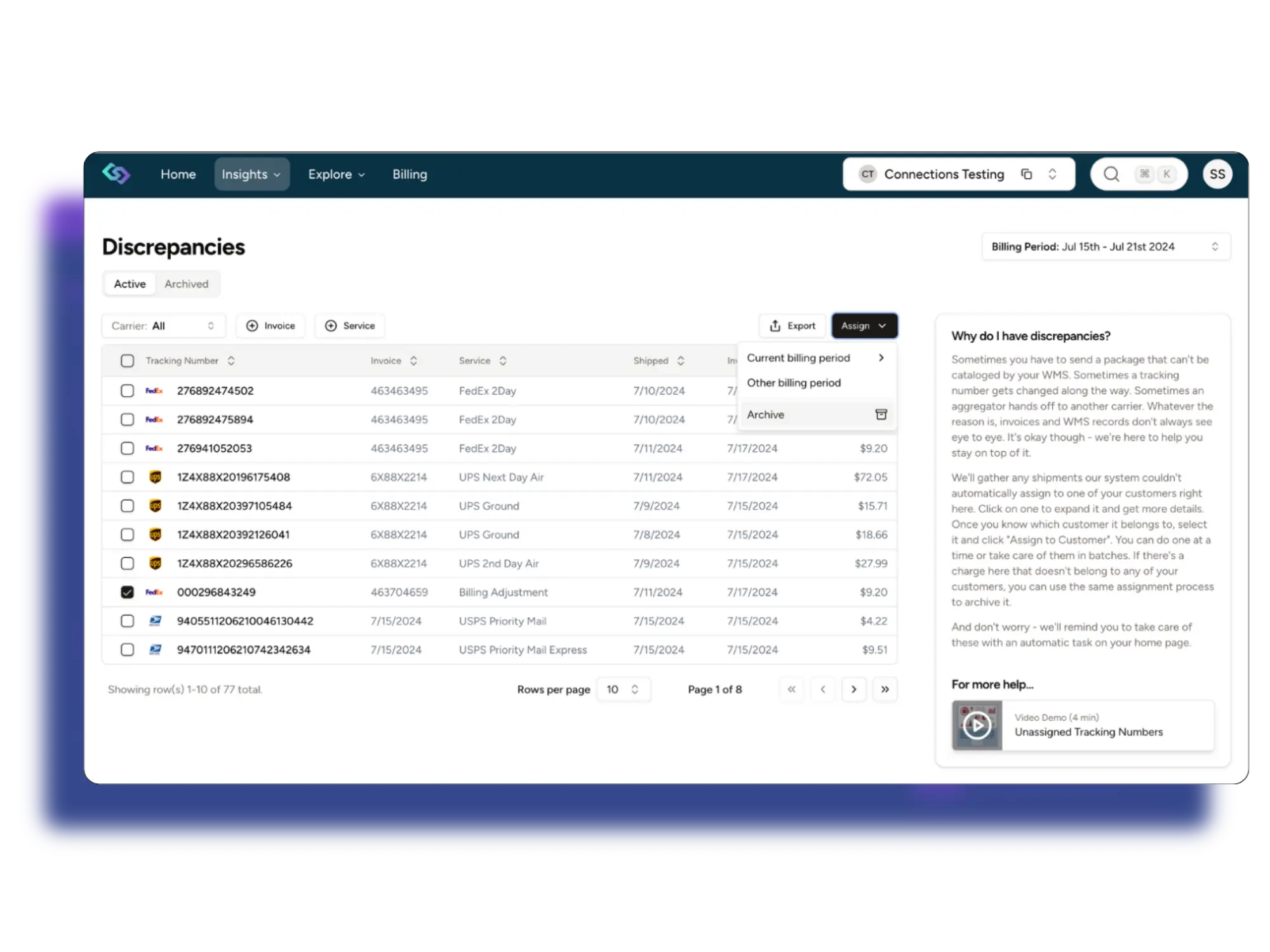 3PL billing discrepency tool